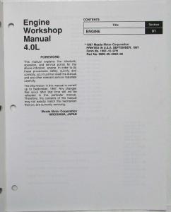 1997 Mazda 4.0L Engine Service Shop Repair Manual