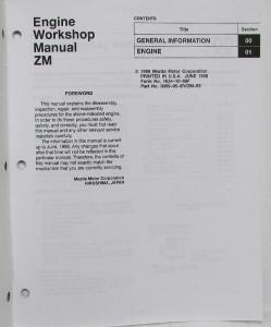 1999 Mazda Protege Engine Service Shop Repair Manual