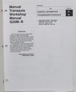 1997 Mazda Manual Transaxle G25M-R Service Shop Repair Manual