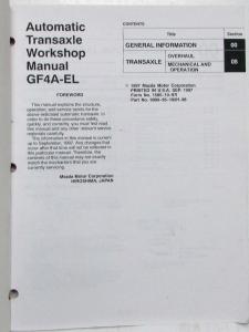 1997 Mazda Automatic Transaxle GF4A-EL Service Shop Repair Manual