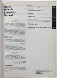 1993 Mazda Millenia Bodyshop Service Shop Repair Manual