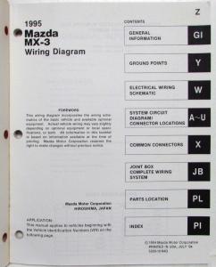 1995 Mazda MX-3 Electrical Wiring Diagram Manual