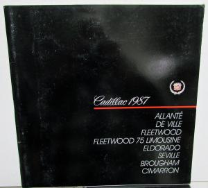 1987 Cadillac Allante Deville Fleetwood Limo Eldorado Seville More Sale Brochure