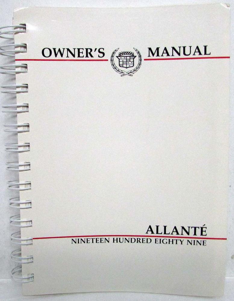 1989 Cadillac Allante Owners Manual