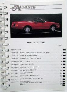 1989 Cadillac Allante Owners Manual