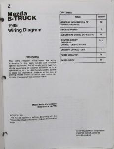 1998 Mazda B-Series Truck Electrical Wiring Diagram - Includes 4 Dr Model Info