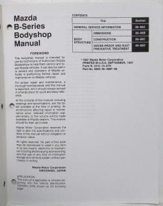 1998 Mazda B-Series Pickup Truck Bodyshop Service Shop Repair Manual