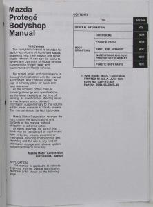 1998 Mazda Protege Bodyshop Service Shop Repair Manual