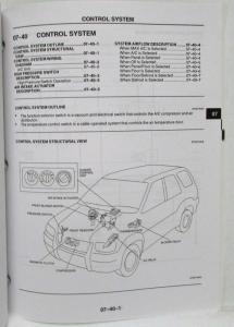 2001 Mazda Tribute Service Highlights Shop Manual