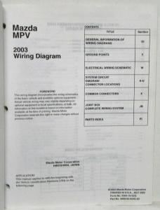 2003 Mazda MPV Electrical Wiring Diagram
