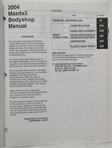 2004 Mazda Mazda3 Bodyshop Manual