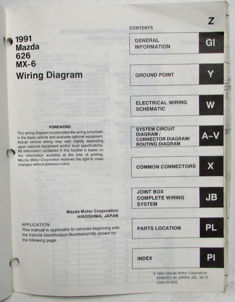 1991 Mazda 626 MX-6 Electrical Wiring Diagram