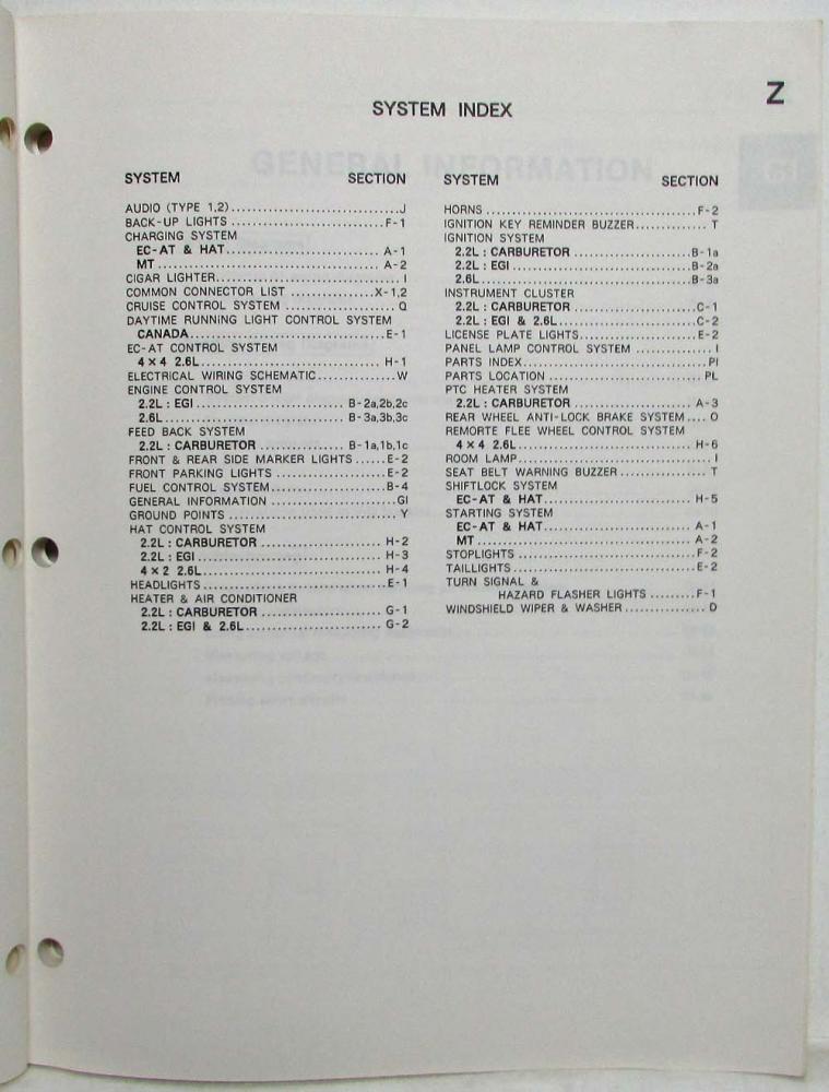 1992 Mazda B2200 B2600i Pickup Truck Electrical Wiring Diagram