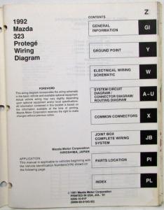 1992 Mazda 323 Protege Electrical Wiring Diagram