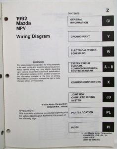 1992 Mazda MPV Electrical Wiring Diagram