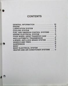 1993 Mazda Navajo Service Highlights Shop Manual