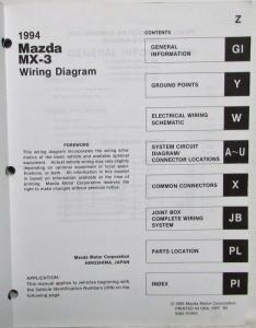 1994 Mazda MX-3 Electrical Wiring Diagram