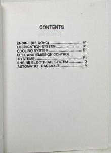 1994 Mazda MX-3 Service Highlights Shop Manual