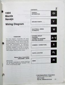 1994 Mazda Navajo SUV Electrical Wiring Diagram