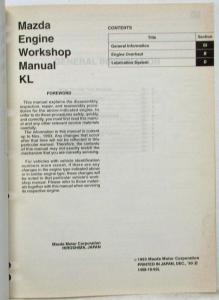 1994 Mazda KL Engine Service Shop Repair Manual