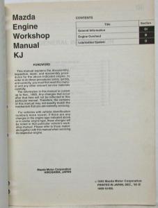 1994 Mazda KJ Engine Service Shop Repair Manual