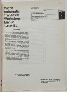 1994 Mazda Automatic Transaxle Workshop Manual LJ4A-EL