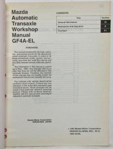 1994 Mazda Automatic Transaxle Workshop Manual GF4A-EL
