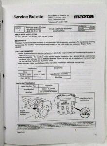 1996 Mazda Service Bulletin Manual