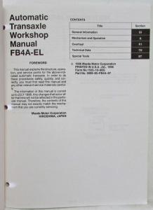 1996 Mazda Automatic Transaxle Workshop Manual FB4A-EL