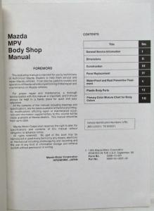 1996 Mazda MPV Bodyshop Manual