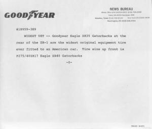 1990 Goodyear ZR35 Gatorback Tires Press Photo and Release 0506 - ZR-1 Corvette