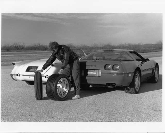 1990 Goodyear Tires Then and Now Press Photo and Release 0509 - Corvette