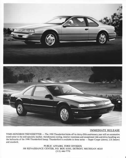 1990 Ford Thunderbird Super Coupe and LX Press Photo 0339