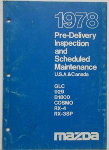 1978 Mazda Pre-Delivery Inspection and Scheduled Maintenance US &  Canada