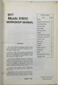1977 Mazda B1800 Pickup Truck Service Shop Repair Manual
