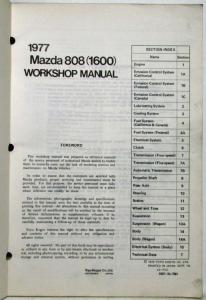 1977 Mazda 808 (1600) Service Shop Repair Manual