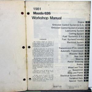 1981 Mazda 626 Service Shop Repair Manual