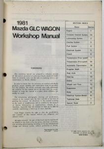 1981 Mazda GLC Wagon Service Shop Repair Manual