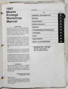 1997 Mazda Protege Service Shop Repair Manual