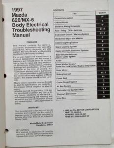 1997 Mazda 626 MX-6 Body Electrical Troubleshooting Manual