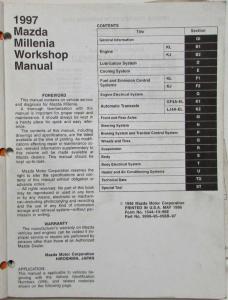 1997 Mazda Millenia Service Shop Repair Manual