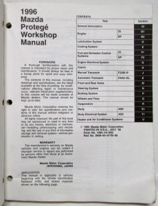 1996 Mazda Protege Service Shop Repair Manual