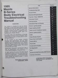 1995 Mazda B-Series Pickup Truck Body Electrical Troubleshooting Manual