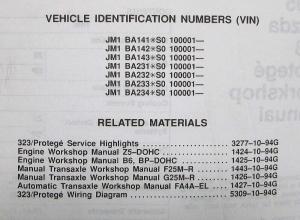 1995 Mazda 323 Protege Service Shop Repair Manual
