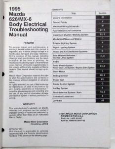 1995 Mazda 626 MX-6 Body Electrical Troubleshooting Manual
