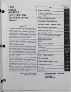 1993 Mazda 626 MX-6 Body Electrical Troubleshooting Manual