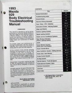 1993 Mazda 929 Body Electrical Troubleshooting Manual