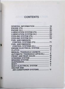 1993 Mazda 626 MX-6 Service Highlights Shop Manual