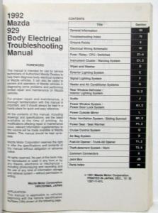 1992 Mazda 929 Body Electrical Troubleshooting Manual - 2nd Edition