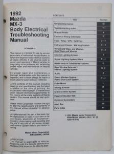 1992 Mazda MX-3 Body Electrical Troubleshooting Manual